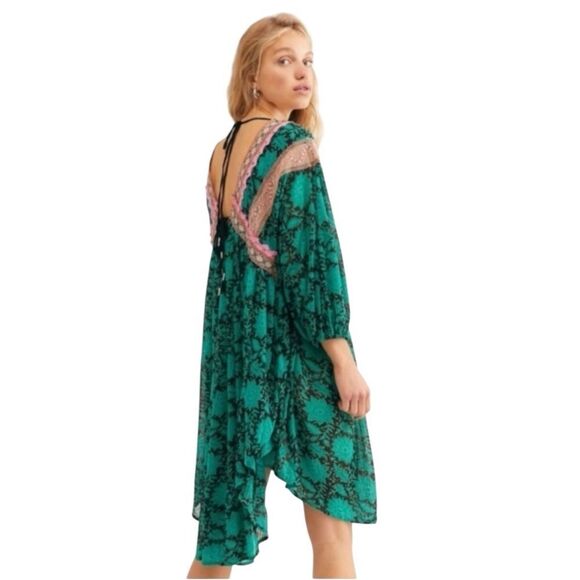 Free People Bohemian Green and Pink Dress - Picture 3 of 7